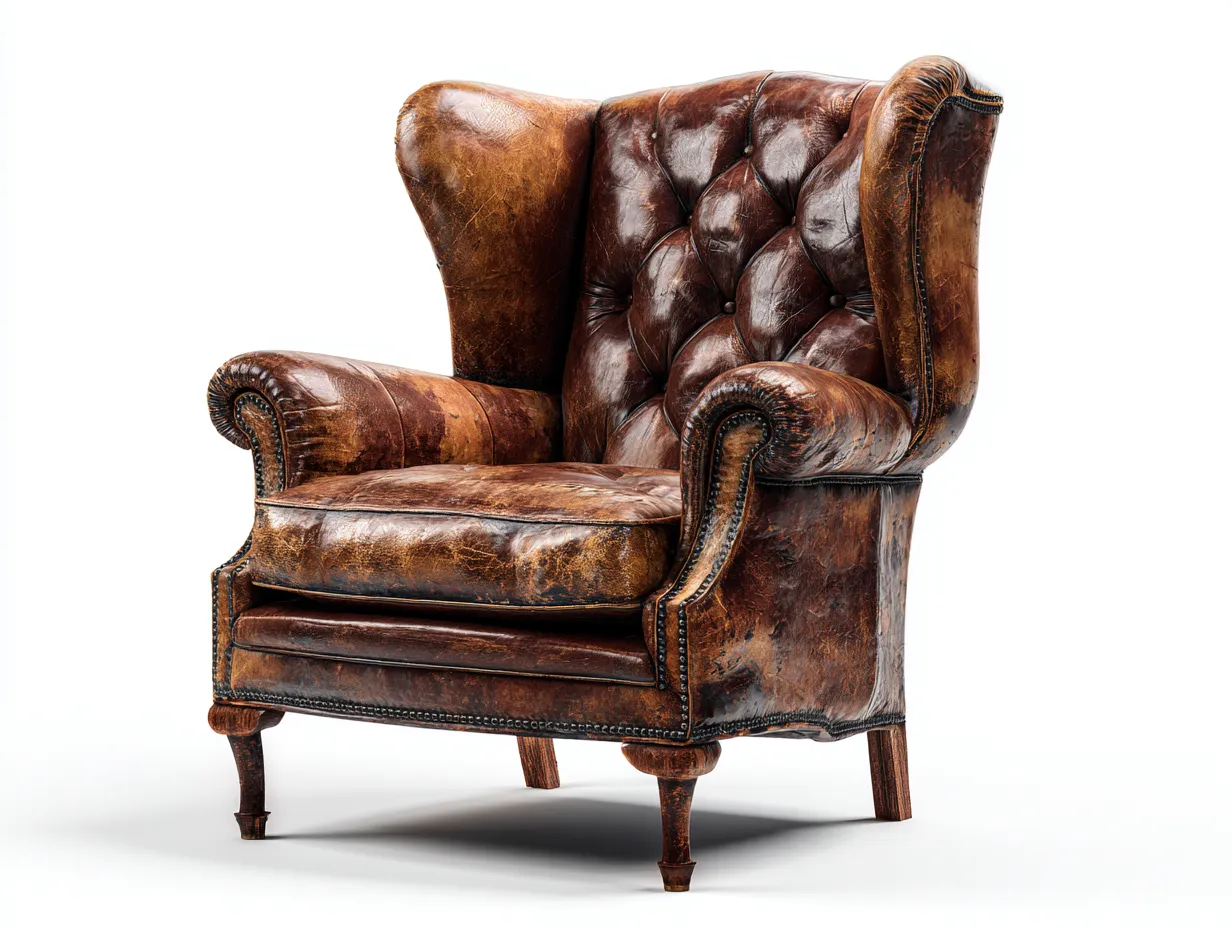 Ledersessel-Echtleder-Holz-105x92x113 cm-Braun-Vintage-Casamyhub