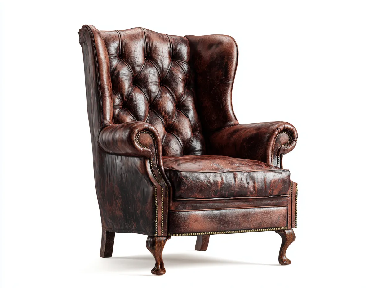 Ledersessel-Echtleder-Holz-102x90x110 cm-Dunkelbraun-Vintage-Casamyhub