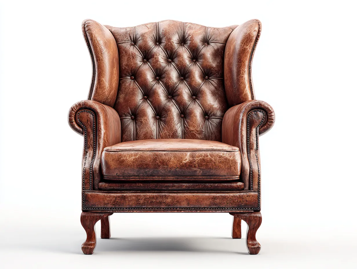 Ledersessel-Echtleder-Holz-92x80x108 cm-Braun-Vintage-Casamyhub