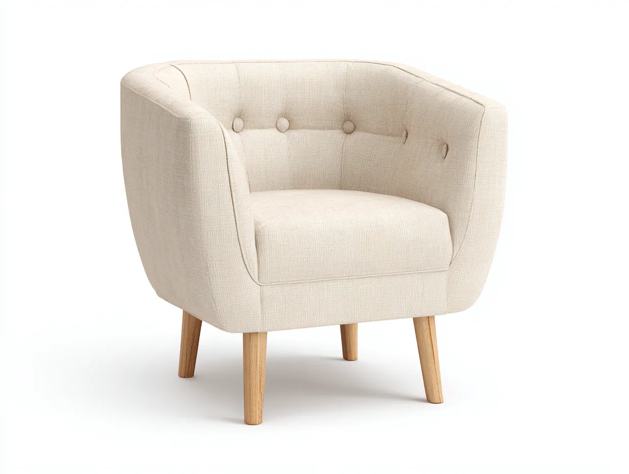 Stoffsessel-Leinen-Holz-70x75x75 cm-Hellbeige-Modernes Design-Casamyhub