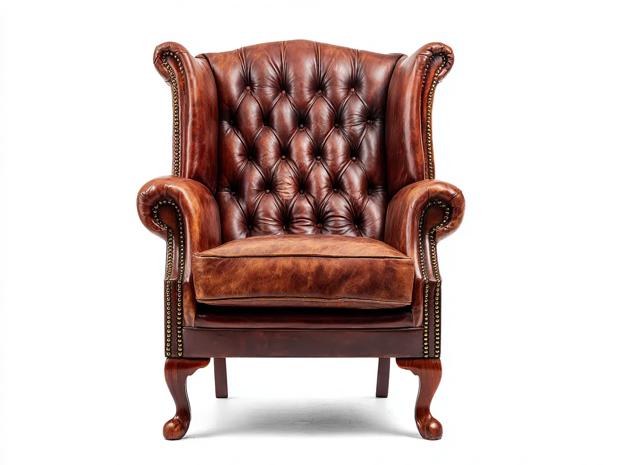 Ledersessel-Echtleder-Holz-103x89x114 cm-Braun-Vintage-Casamyhub