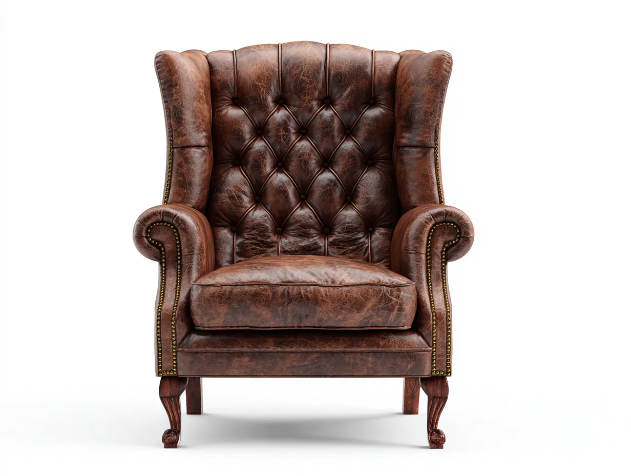 Ledersessel-Echtleder-Holz-101x88x113 cm-Braun-Vintage-Casamyhub