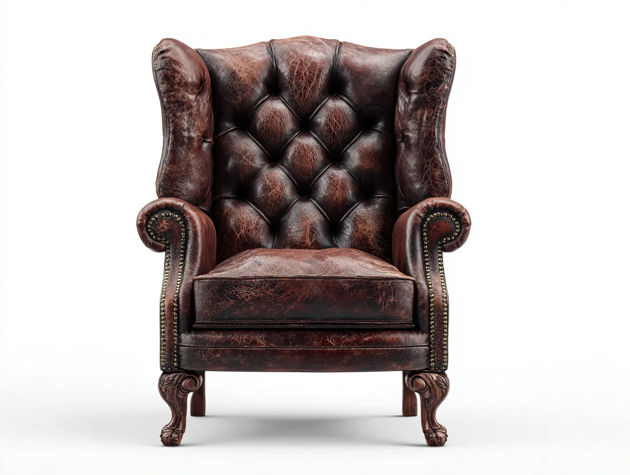 Ledersessel-Echtleder-Holz-98x86x112 cm-Dunkelbraun-Vintage-Casamyhub