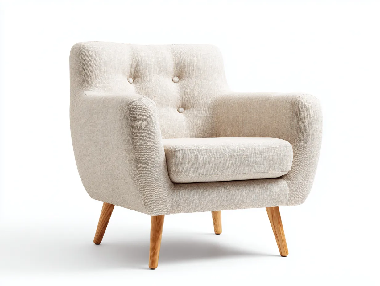 Stoffsessel-Leinen-Holz-75x80x85 cm-Hellbeige-Modernes Design-Casamyhub