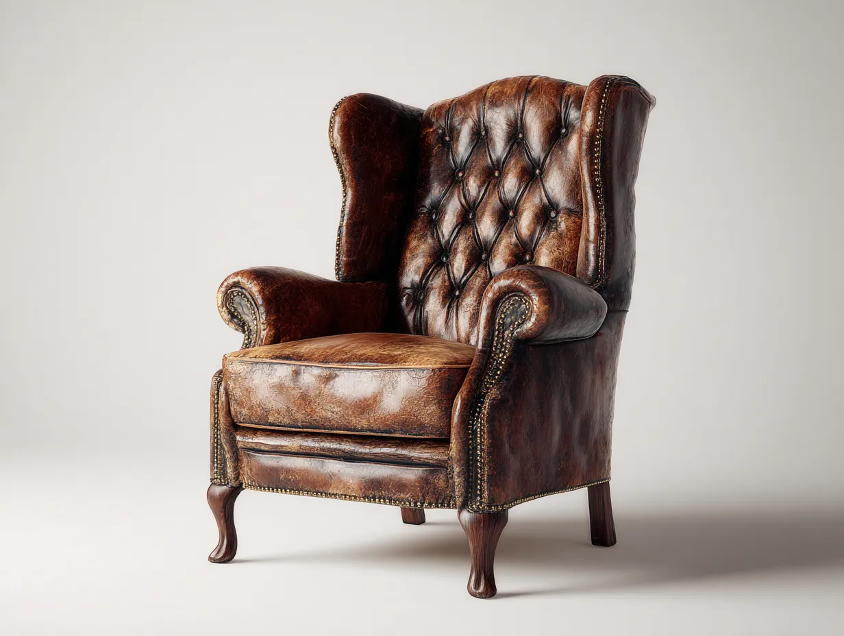 Ledersessel-Echtleder-Holz-107x91x115 cm-Dunkelbraun-Vintage-Casamyhub