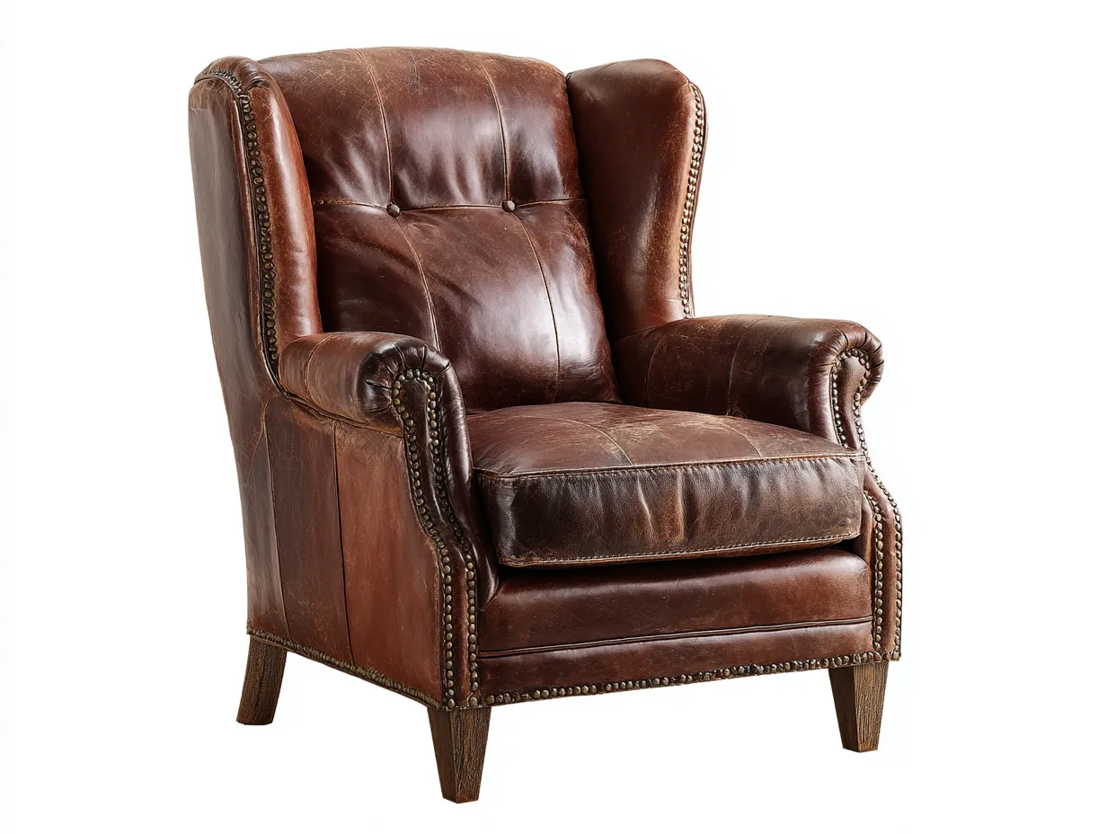 Ledersessel-Echtleder-Holz-104x90x115 cm-Braun-Vintage-Casamyhub