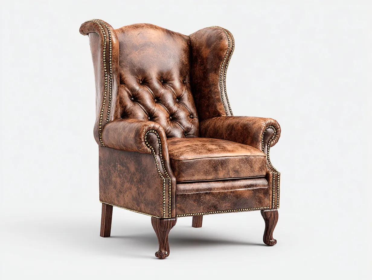 Ledersessel-Echtleder-Holz-100x88x110 cm-Braun-Vintage-Casamyhub