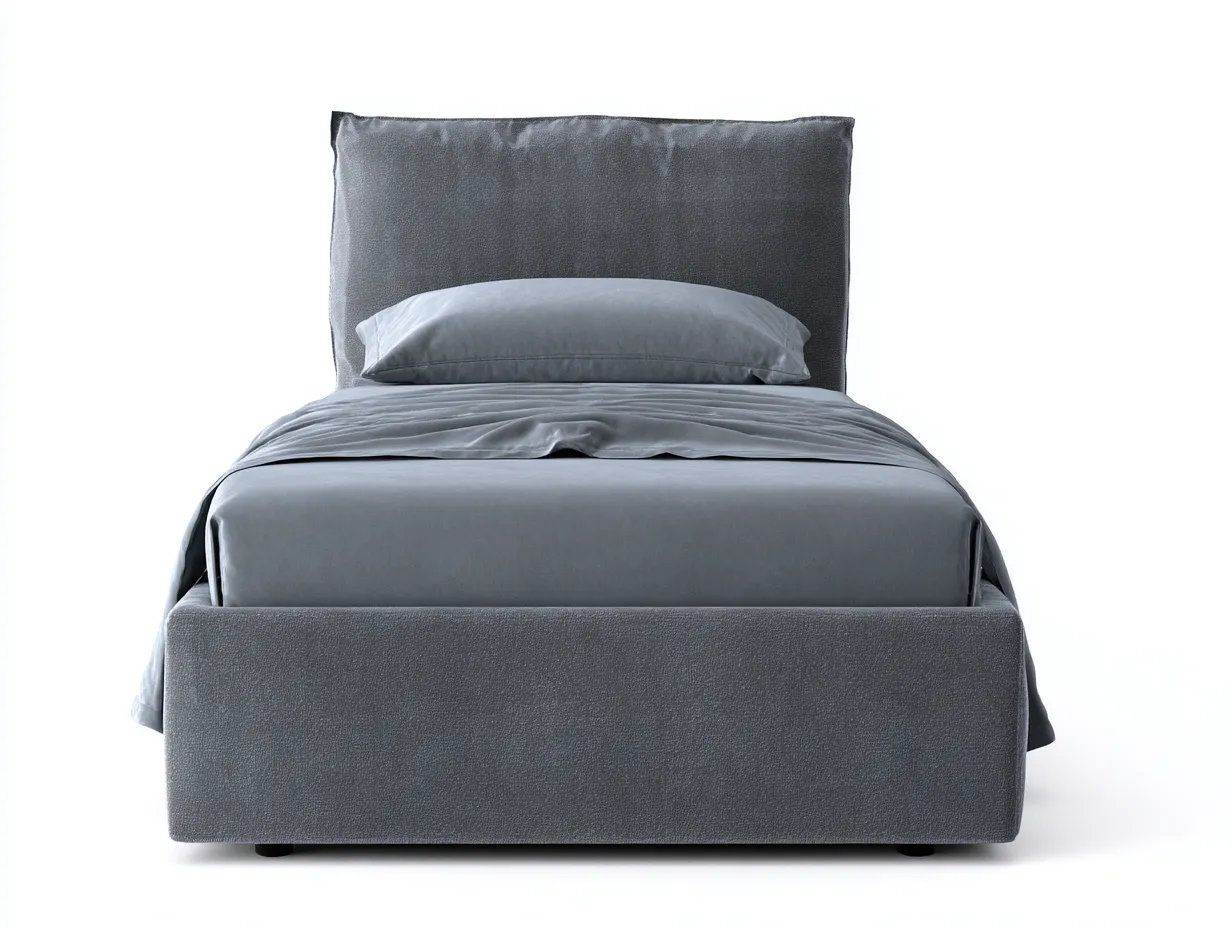 Einzelbett - Stoff-Holzwerkstoff - 208x100x98 cm - Grau - Modern-Bamboouphaus