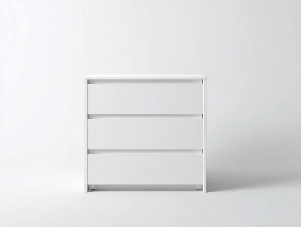 Kommode mit Schubladen - Holzwerkstoff - 90x42x75 cm - Weiß - Modern-Bamboouphaus