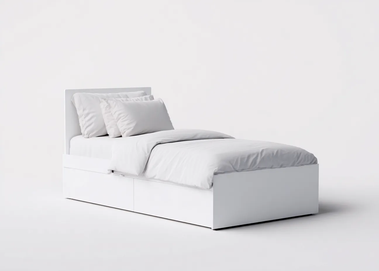 Einzelbett - Holzwerkstoff - 205x95x85 cm - Weiß - Modern-Bamboouphaus