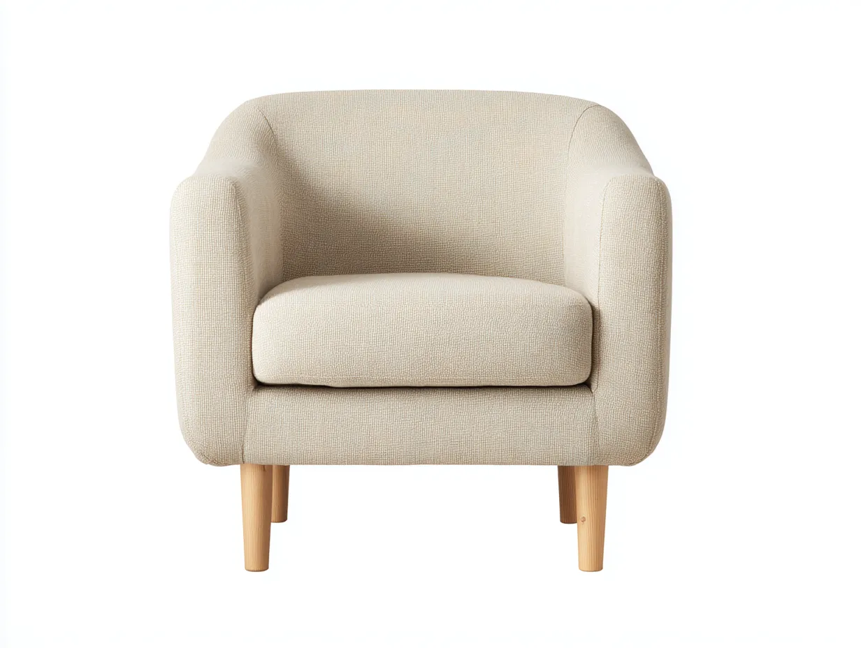 Sillones tapizado tela con patas de madera 78x75x82 cm - beige - diseño cómodo para salón-Cottaupnest