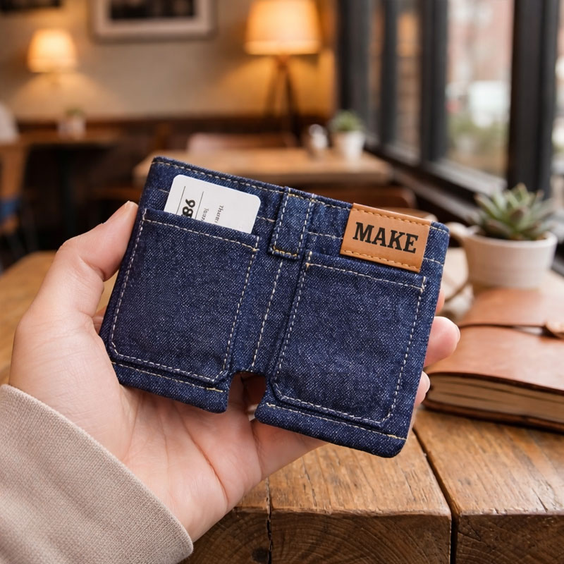 Personalized Denim Shorts Wallet - Customizable with Name