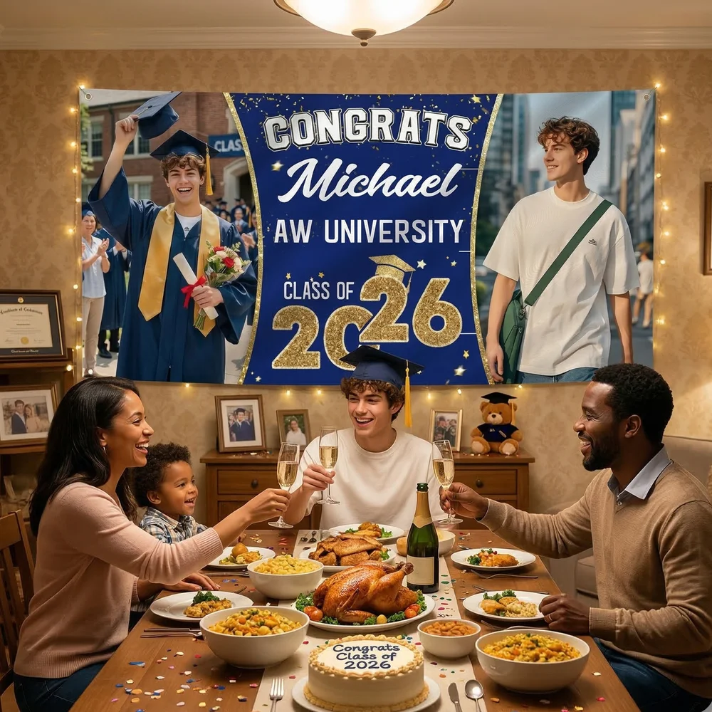 Personalized Multicolor Congrats Photo Banner with Name and Year Graduation Party Decor School Events Gift for Graduates