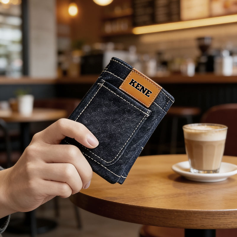 Personalized Denim Shorts Wallet - Customizable with Name