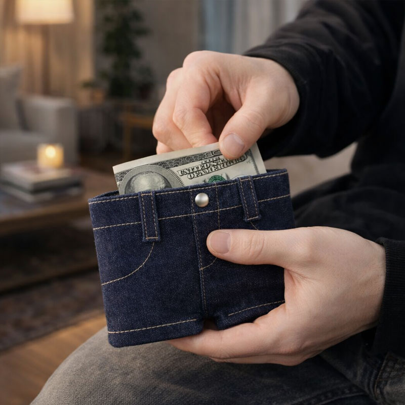 Personalized Denim Shorts Wallet - Customizable with Name