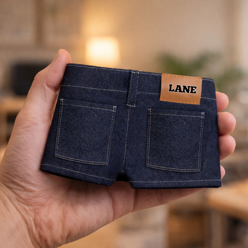 Personalized Denim Shorts Wallet - Customizable with Name