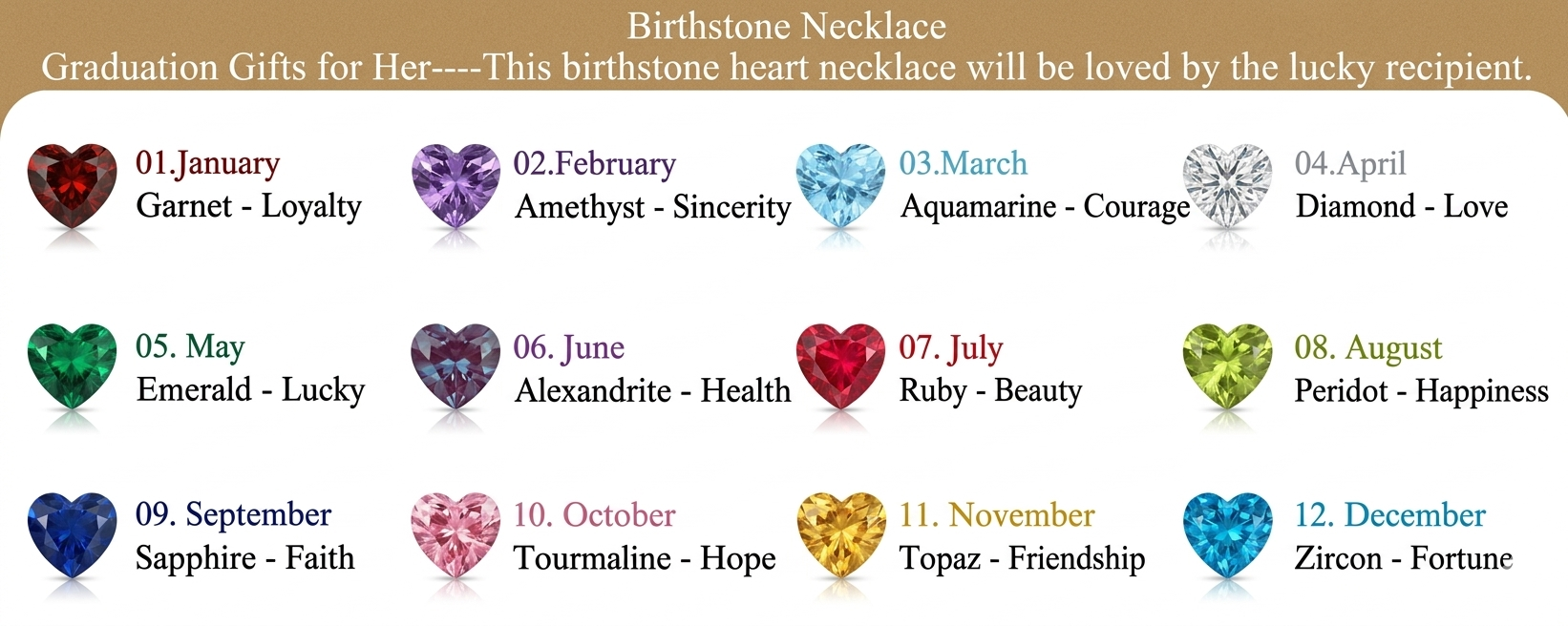 Personalized Graduation Cap Heart Birthstone Necklace, Graduation Gift for Class of 2026 Graduates