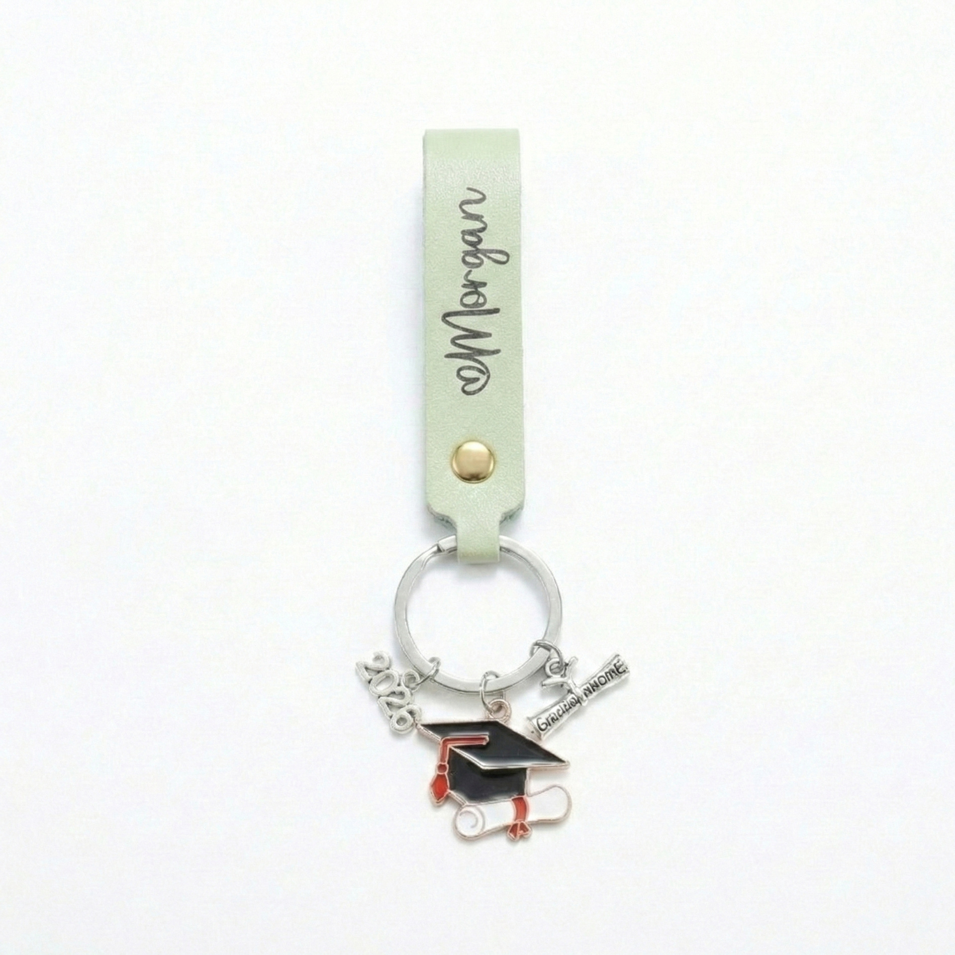 Personalized name genuine leather graduation keychain, 2026 graduate keychain