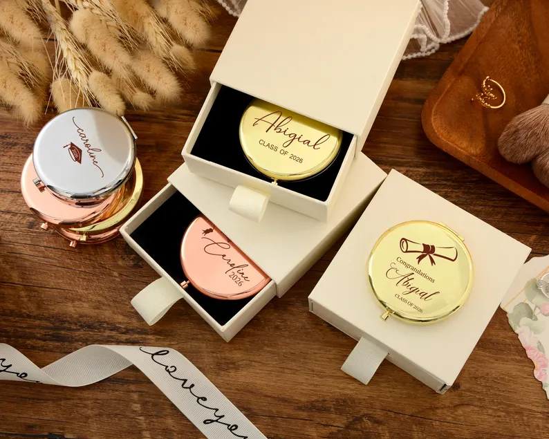 A personalized graduation gift mirror with engraved lettering, perfect for the 2026 graduating class. A customized college gift for your daughter, a meaningful graduation keepsake.