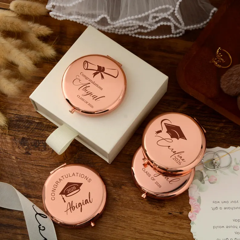 A personalized graduation gift mirror with engraved lettering, perfect for the 2026 graduating class. A customized college gift for your daughter, a meaningful graduation keepsake.