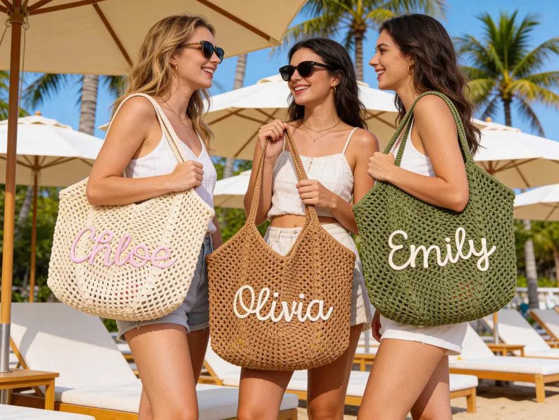 "Sun & Sand" Personalized Beach Tote Bag - Canvasgiftco