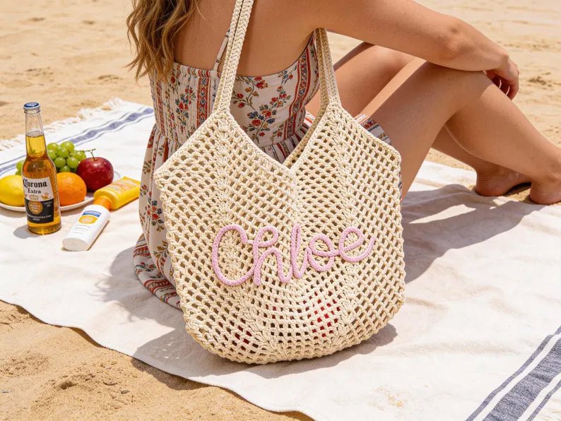 "Sun & Sand" Personalized Beach Tote Bag - Canvasgiftco