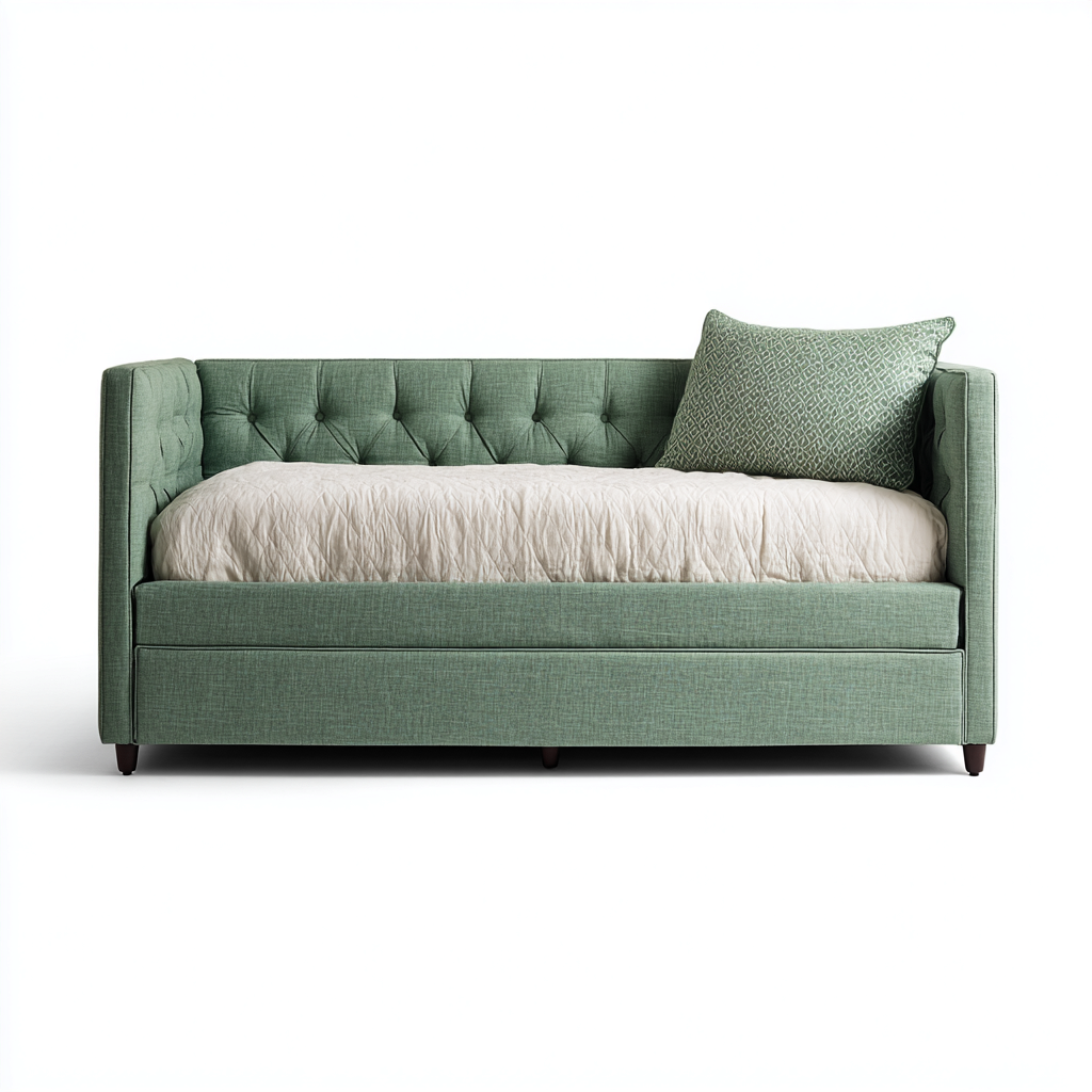 Sofá cama tapizado 200x100x95 cm - verde - diseño moderno-Pinegethaus