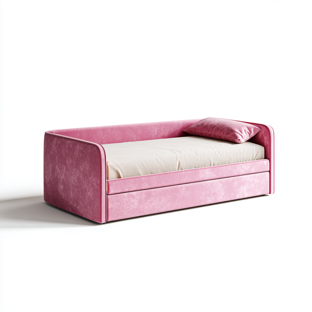 Sofá cama tapizado 200x100x85 cm - rosa - diseño moderno para dormitorio-Pinegethaus