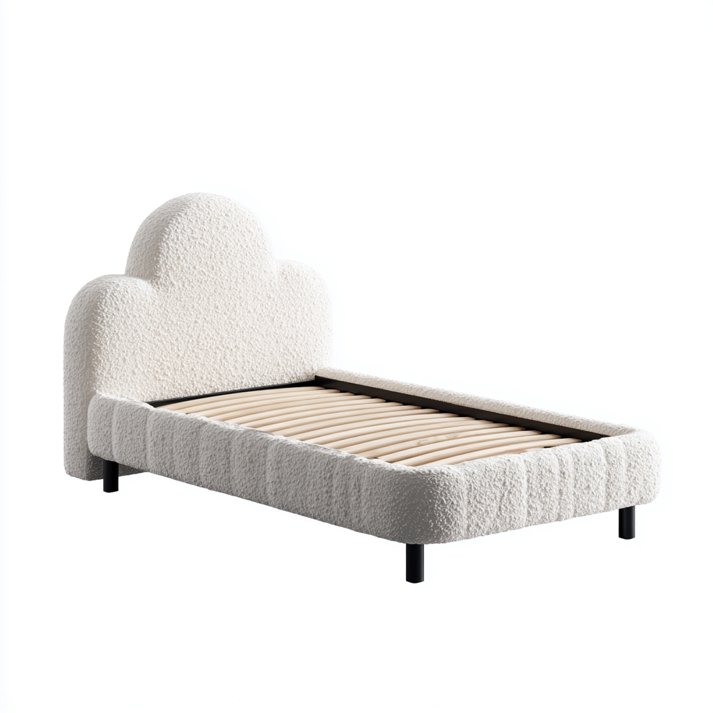 Cama individual-tela-100x200x95 cm-blanco-para dormitorio-diseño infantil-Pinegethaus