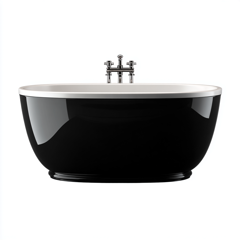 Baño independiente - Acrílico - 170x80x60 cm - Negro-Blanco - Diseño moderno para cuarto de baño-Pinegethaus
