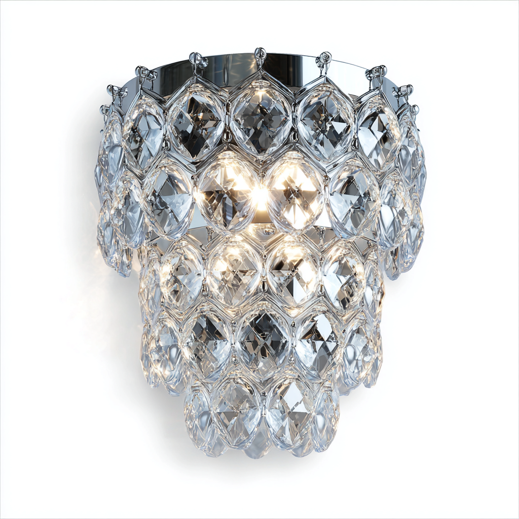 Aplique de pared metal y cristal 24x18x28 cm - plata - estilo elegante-Pinegethaus