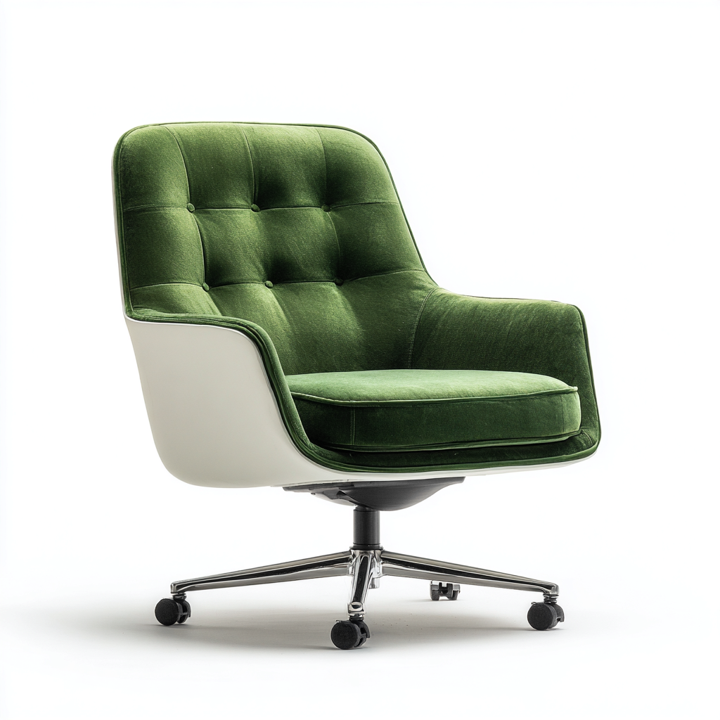 Silla de oficina terciopelo y carcasa rígida 60x60x85 cm - verde-blanco - diseño moderno-Pinegethaus