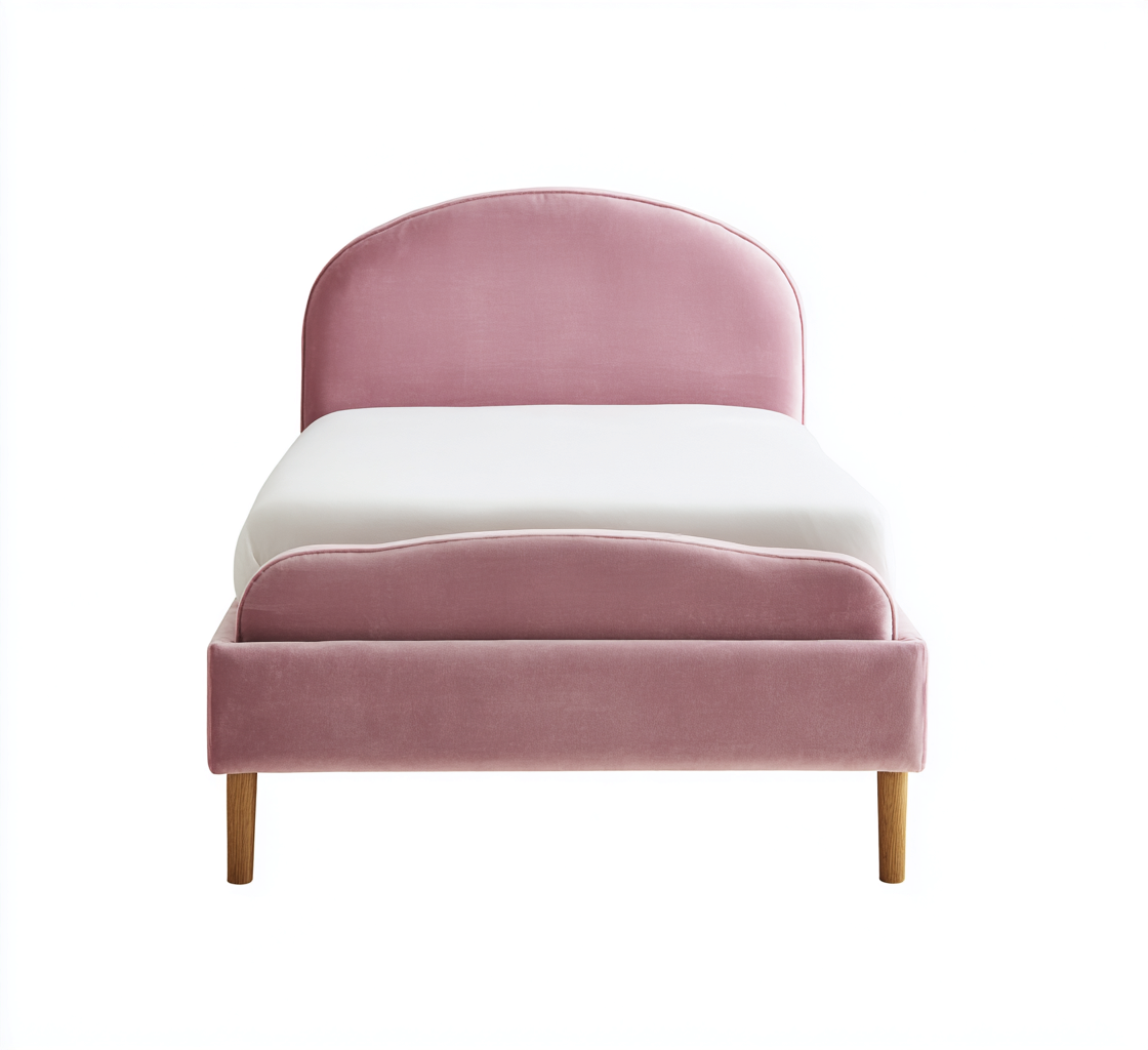 Cama individual tapizada 200x100x95 cm - rosa - diseño moderno-Pinegethaus