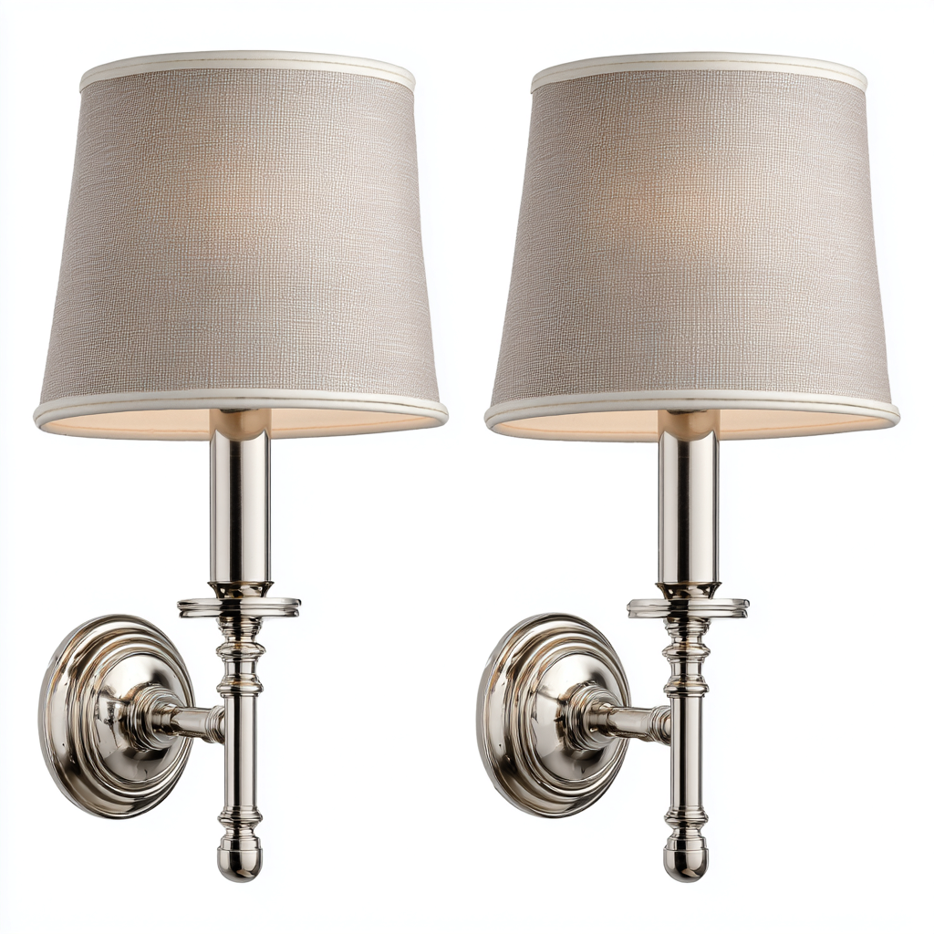 Aplique de pared 2 unidades metal y tela 30x15x22 cm - gris - estilo clásico-Pinegethaus