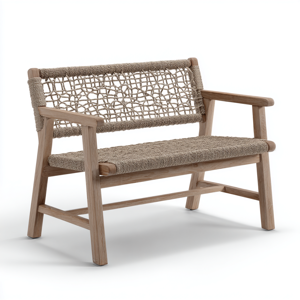 Banco de jardín madera maciza 110x60x80 cm marrón-beige diseño natural-Pinegethaus