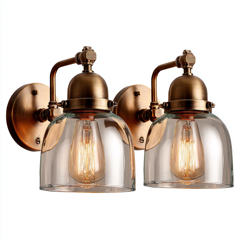 Aplique de pared metal vidrio 30x18x25 cm - dorado - estilo vintage-Pinegethaus