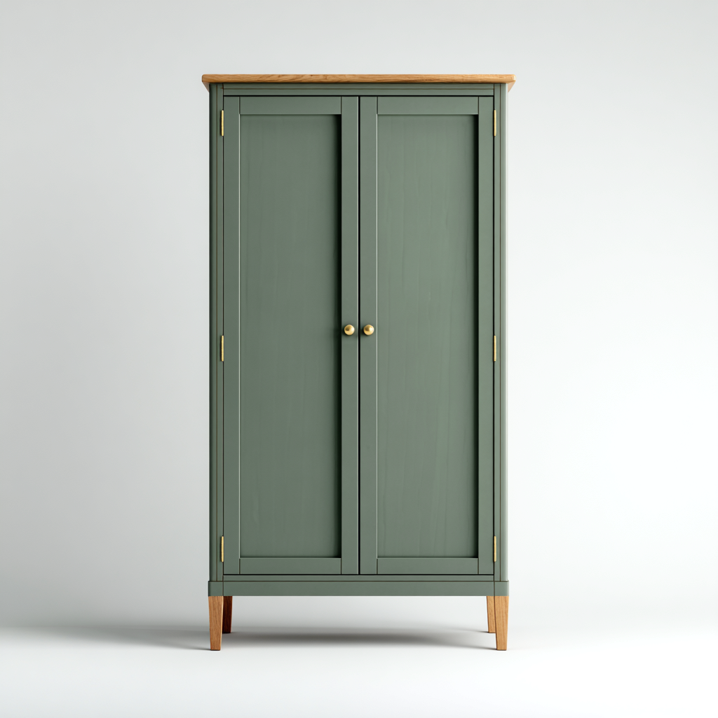 Armario madera 90x50x180 cm - verde - diseño moderno-Pinegethaus