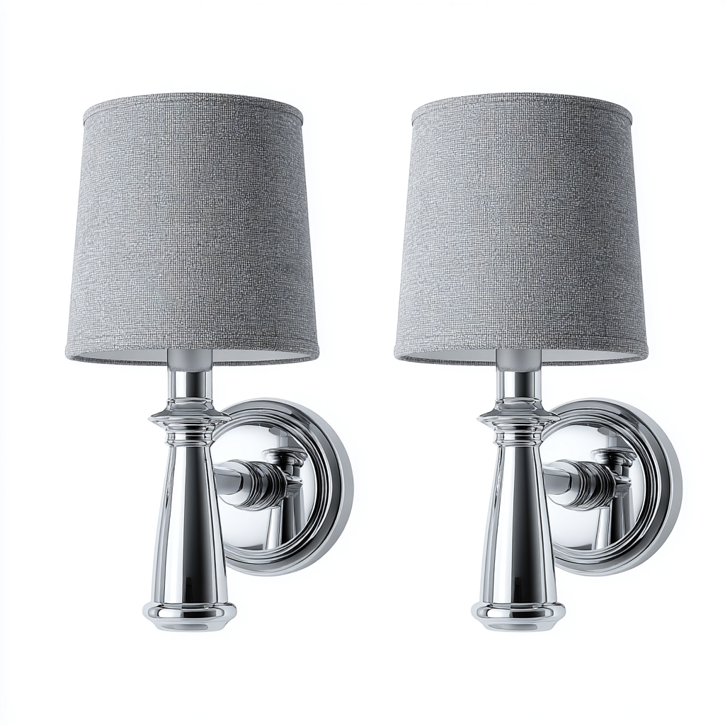 Aplique de pared - metal y tela - 25x15x32 cm - gris-plata - diseño clásico-Pinegethaus