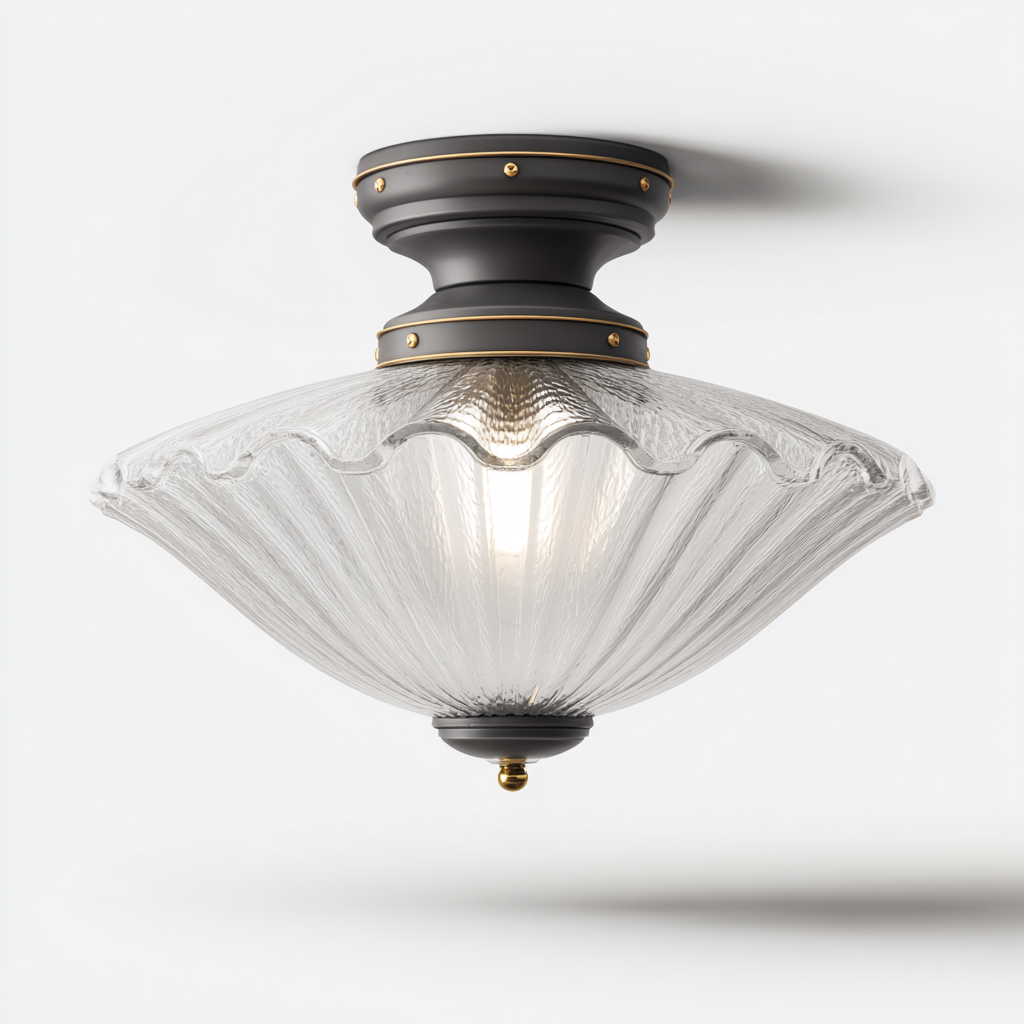 Lámpara de techo metal vidrio 38x38x25 cm - negro - estilo clásico-Pinegethaus