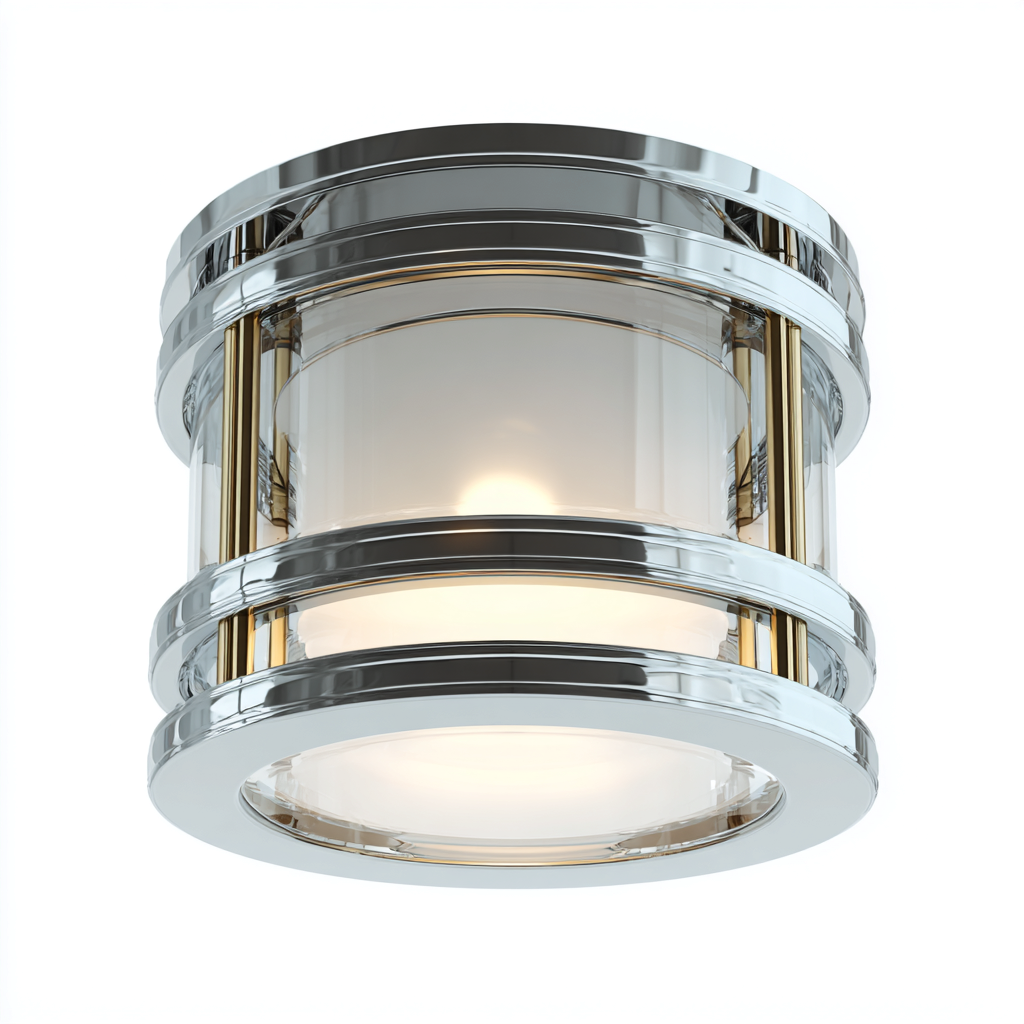 Lámpara de techo metal y vidrio 24x24x28 cm - plata-dorado-transparente - estilo moderno-Pinegethaus