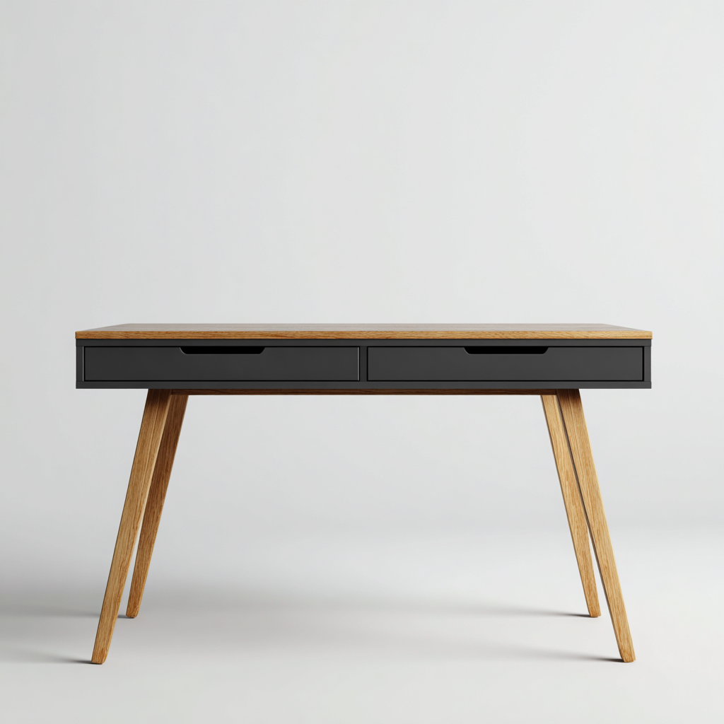 Mesas de oficina madera roble-metal 120x55x75 cm - Negro-madera - Diseño moderno-Pinegethaus