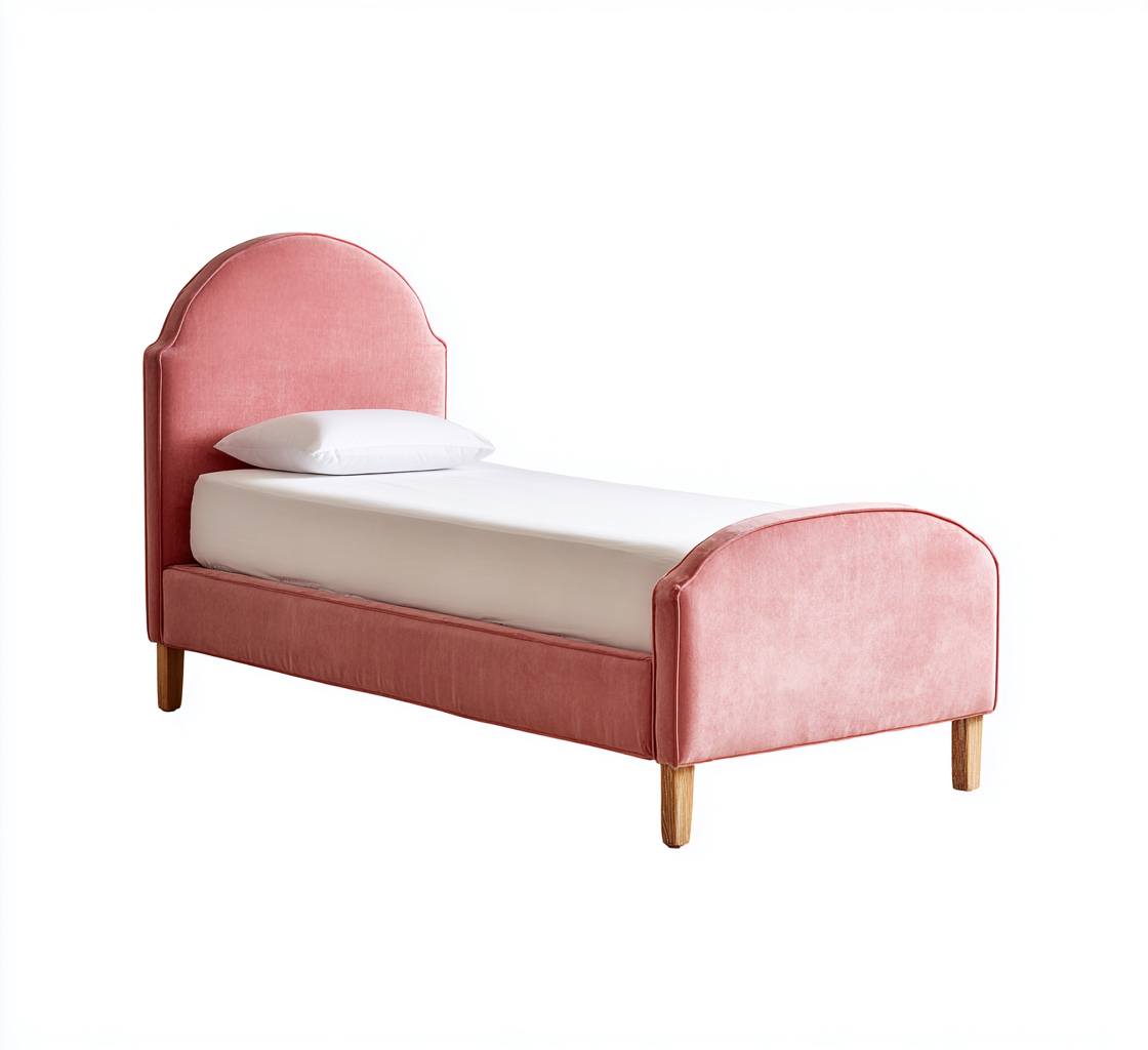 Cama individual-tela-100x200x90 cm-blanco-para dormitorio-diseño moderno-Pinegethaus