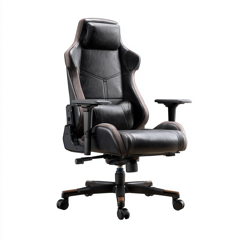 Silla de oficina tapizada en cuero 70x68x125 cm - negro y gris - respaldo alto ergonómico-Pinegethaus