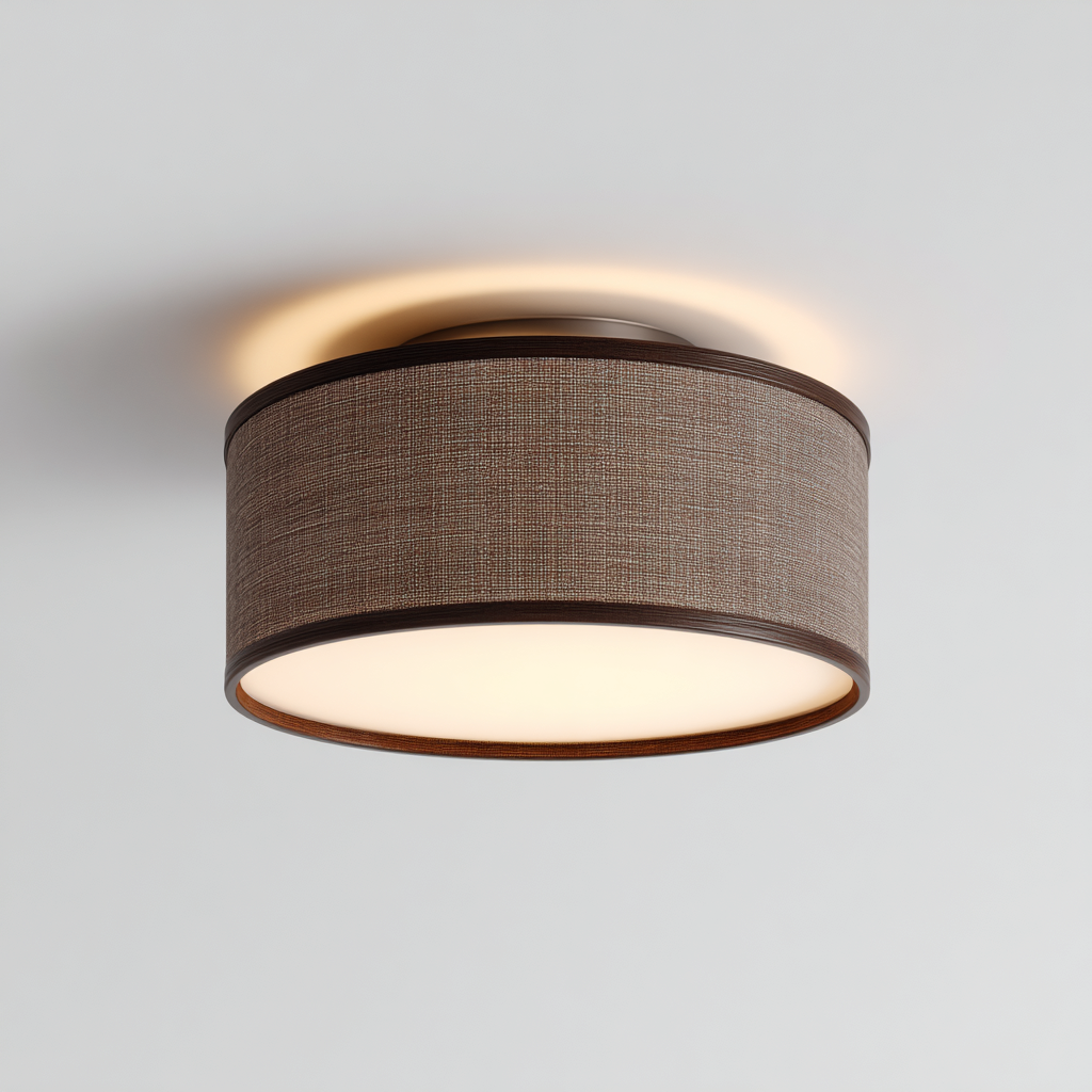 Lámparas de techo - Metal y tela - 32x32x18 cm - Marrón-Blanco - Diseño moderno para interior-Pinegethaus