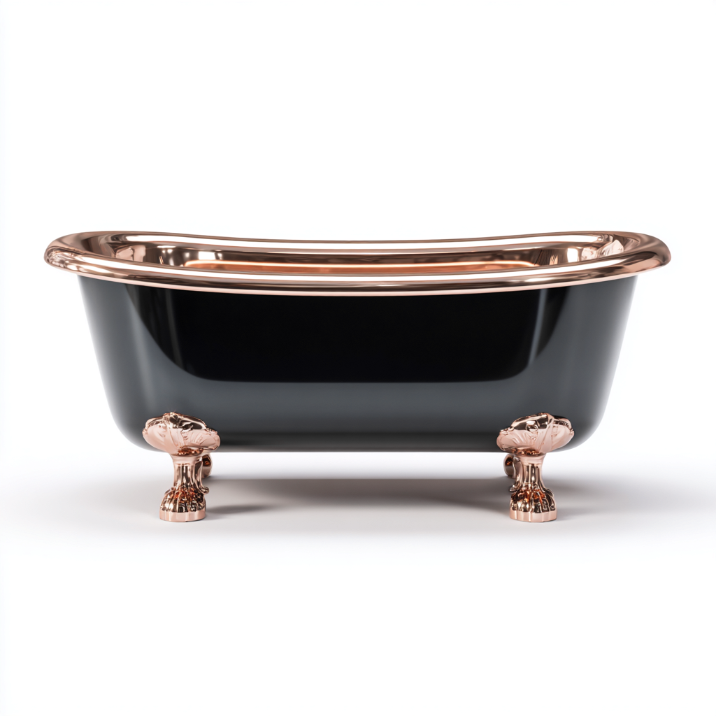 Baño independiente - metal - 168x74x62 cm - negro-cobre - diseño clásico-Pinegethaus