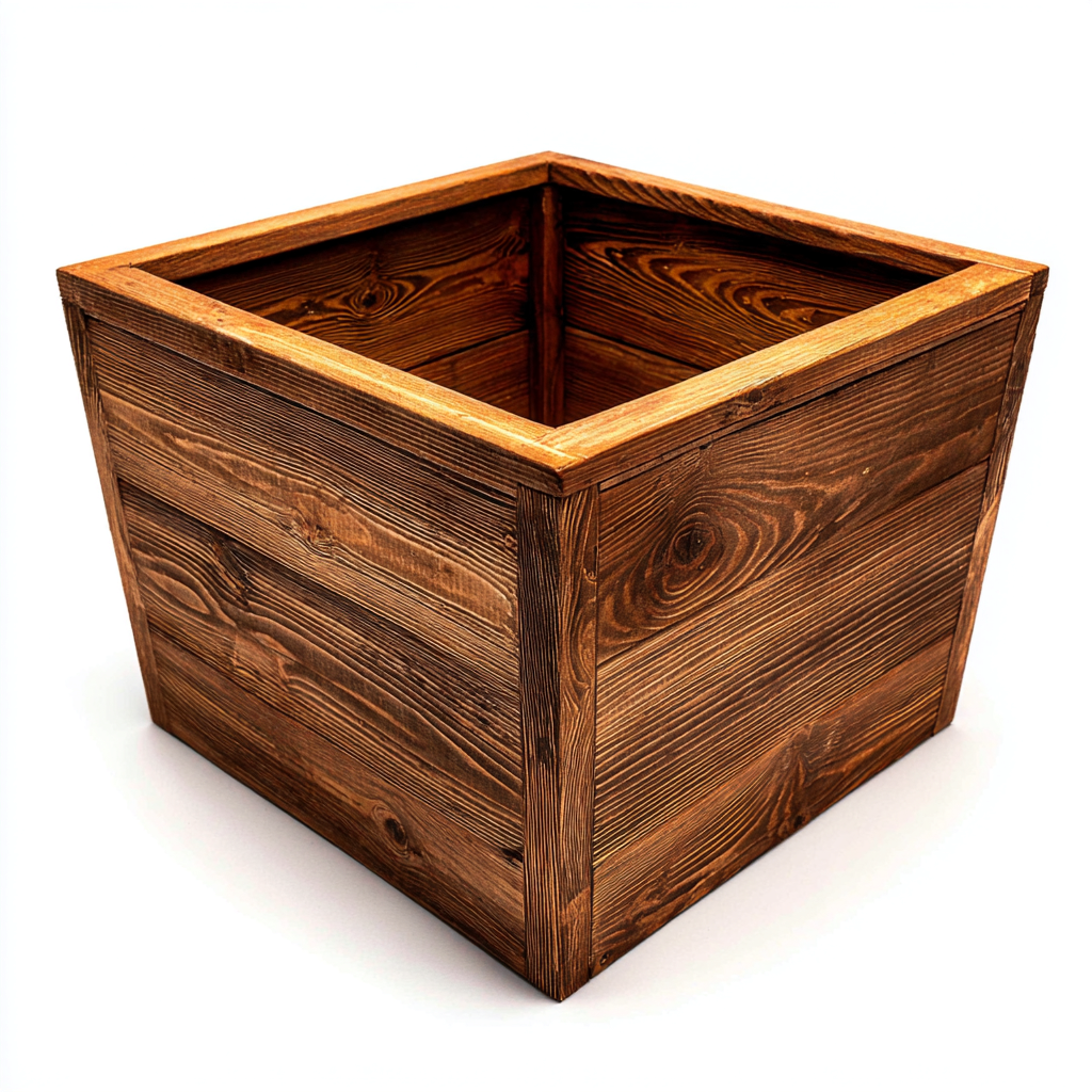 Maceteros y soportes - madera - 40x40x35 cm - marrón - diseño cuadrado-Pinegethaus