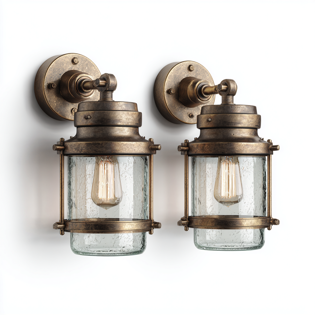 Aplique de pared doble metal y vidrio 35x18x22 cm - dorado - estilo vintage-Pinegethaus