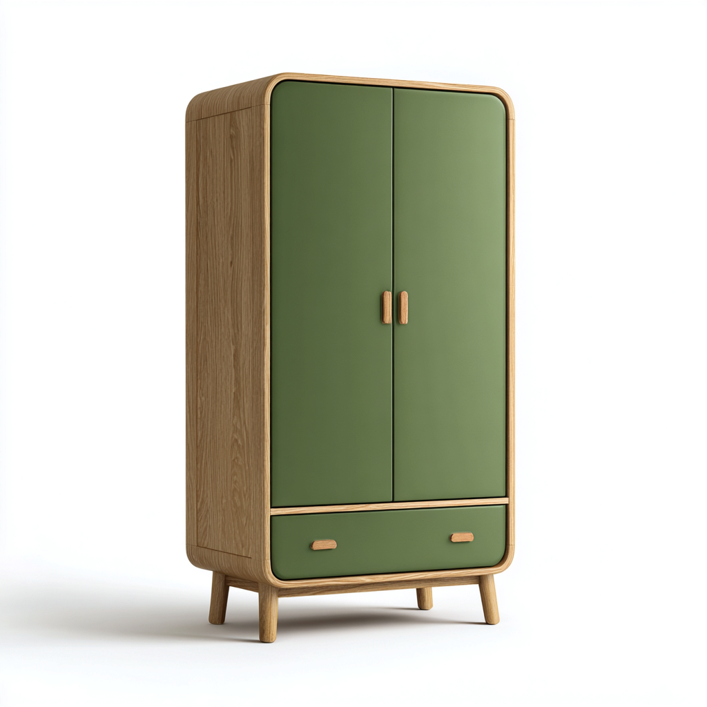 Armario madera y paneles 85x45x165 cm - verde-marrón - diseño moderno-Pinegethaus