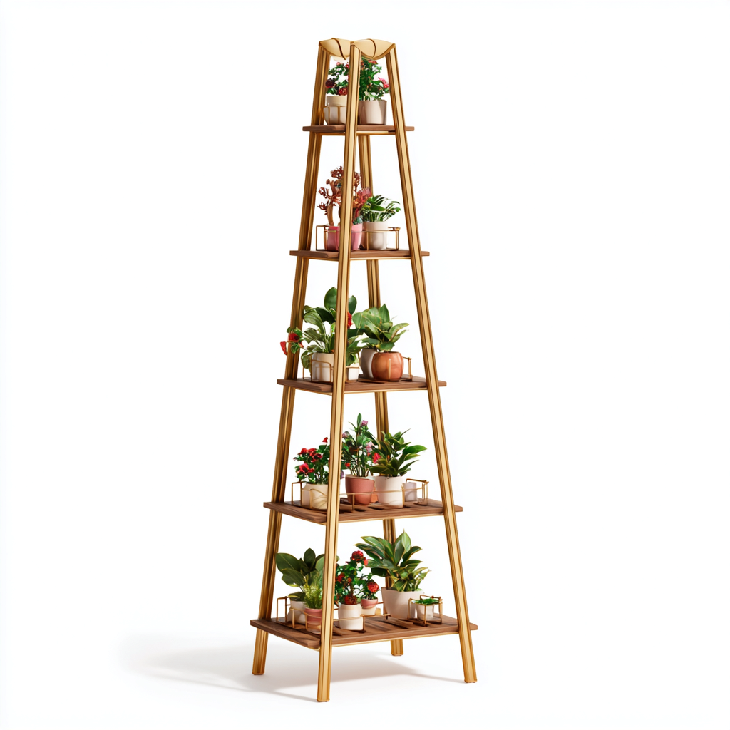 Maceteros y soportes madera 55x55x170 cm - marrón - diseño de torre-Pinegethaus