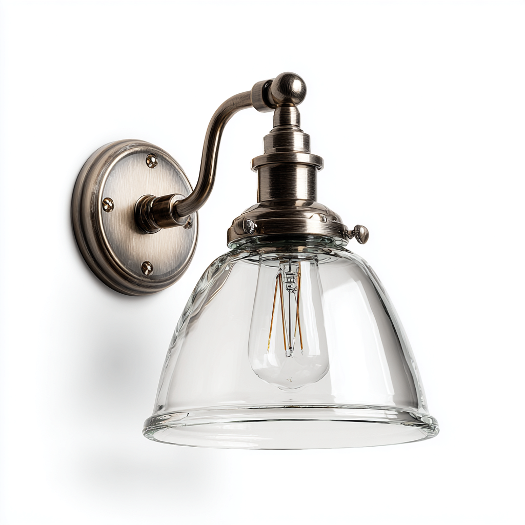 Aplique de pared metal y vidrio 27x18x22 cm - bronce - estilo vintage-Pinegethaus